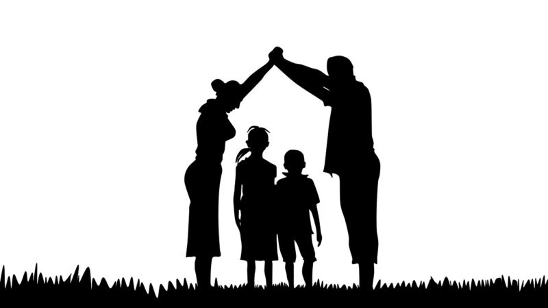 family, silhouette, prayer